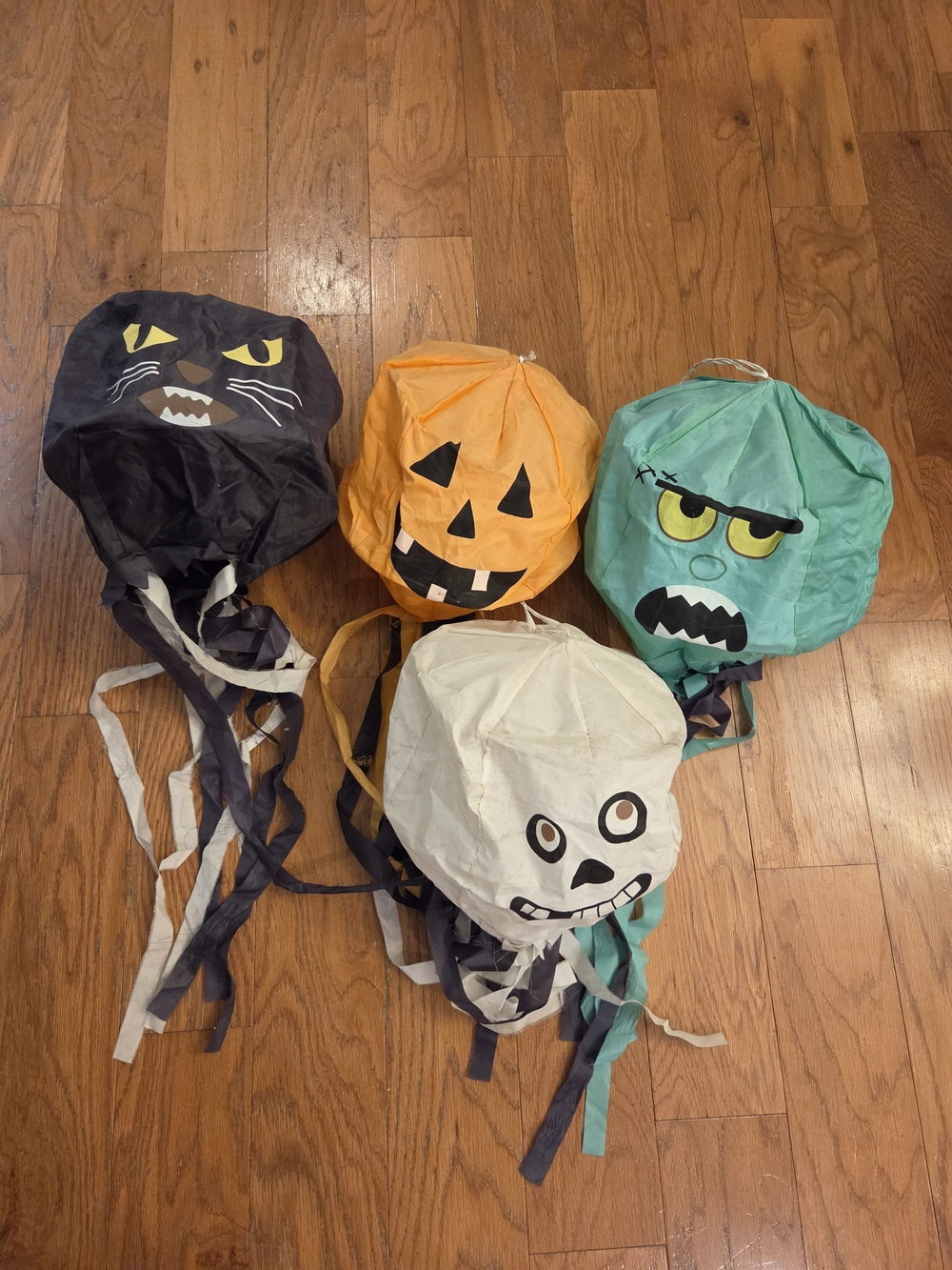 Vintage Hallowewm Pumpkin, Ghost, Cat & Monster Lantern Hanging Decor Set